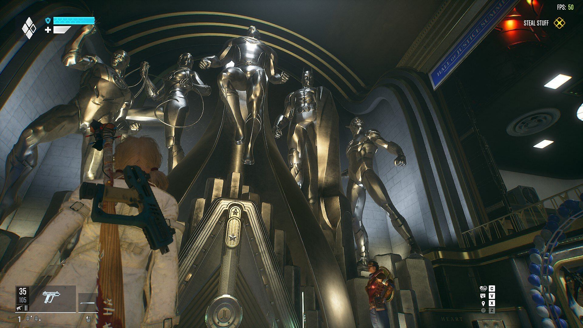 The Hall of Justice has been turned into a glorified museum (Image via Rocksteady Studios)